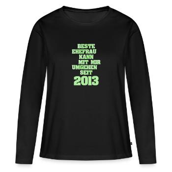 2013 - Frauen Premium Bio Langarmshirt - Schwarz - Vorne - Julia (174cm)