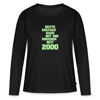 2000 - Women's Premium Organic Long Sleeve Shirt - black - Front - Julia (174cm)