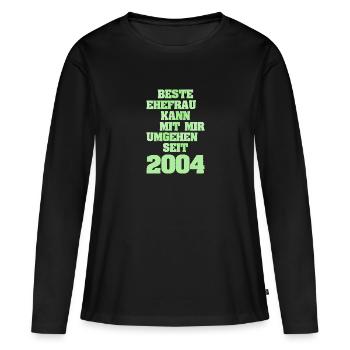 2004 - T-shirt manches longues Premium bio Femme - noir - Devant - Julia (174cm)