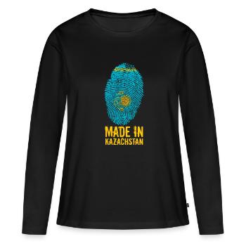 Made in Kazakhstan / Made in Kazakhstan - T-shirt manches longues Premium bio Femme - noir - Devant - Julia (174cm)
