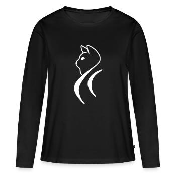 Katze - Frauen Premium Bio Langarmshirt - Schwarz - Vorne - Julia (174cm)