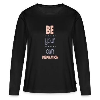 Soyez votre propre source d’inspiration - T-shirt manches longues Premium bio Femme - noir - Devant - Julia (174cm)