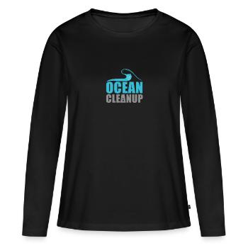 Ocean CleanUp - Women's Premium Organic Long Sleeve Shirt - black - Front - Julia (174cm)