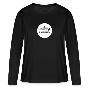 amberg, skyline, blanc, cercle, coupe de ciseaux - T-shirt manches longues Premium bio Femme - noir - Devant - Julia (174cm)