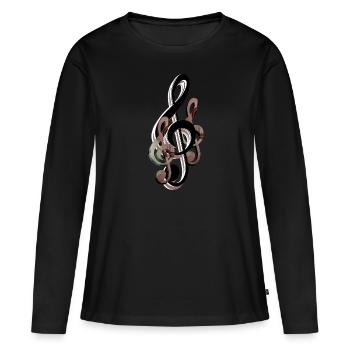 Clé - T-shirt manches longues Premium bio Femme - noir - Devant - Julia (174cm)