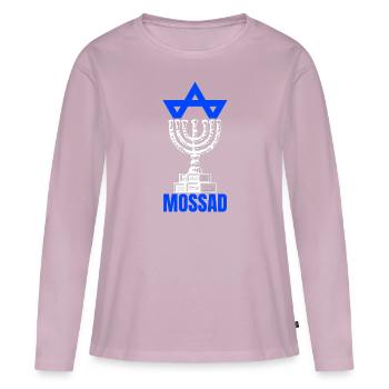Mossad Israël Renseignement israélien Tel Aviv - T-shirt manches longues Premium bio Femme - rose poudré - Devant - Julia (174cm)