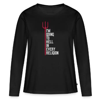 En allant en enfer - T-shirt manches longues Premium bio Femme - noir - Devant - Julia (174cm)