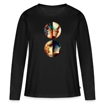 Two Faces - Frauen Premium Bio Langarmshirt - Schwarz - Vorne - Julia (174cm)