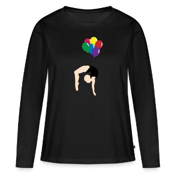 Balloon - T-shirt manches longues Premium bio Femme - noir - Devant - Julia (174cm)