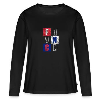Frankreich - Frauen Premium Bio Langarmshirt - Schwarz - Vorne - Julia (174cm)