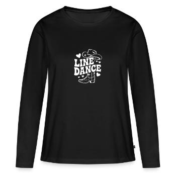 Line Dance mein Hobby - meine Passion - mein Ding - Frauen Premium Bio Langarmshirt - Schwarz - Vorne - Julia (174cm)