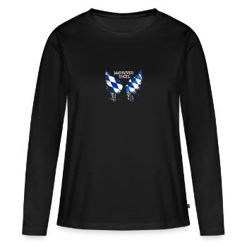 ailes d’ange,ailes,ailes d’ange,ange bavarois - T-shirt manches longues Premium bio Femme - noir - Devant - Julia (174cm)