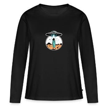 Enlèvement d’OVNI dans le désert. - T-shirt manches longues Premium bio Femme - noir - Devant - Julia (174cm)