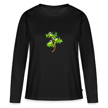 Mésanges - T-shirt manches longues Premium bio Femme - noir - Devant - Julia (174cm)