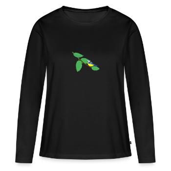 Mésange bleue - T-shirt manches longues Premium bio Femme - noir - Devant - Julia (174cm)