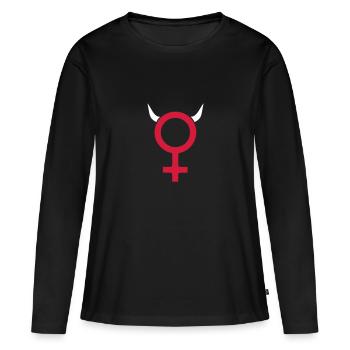 bad girl diable drôle Venus Symbole - T-shirt manches longues Premium bio Femme - noir - Devant - Julia (174cm)