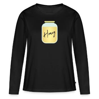 Honig - Frauen Premium Bio Langarmshirt - Schwarz - Vorne - Julia (174cm)