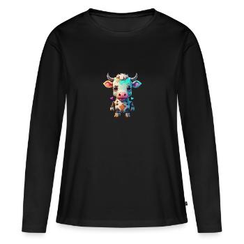 Roboter Kuh - Frauen Premium Bio Langarmshirt - Schwarz - Vorne - Julia (174cm)