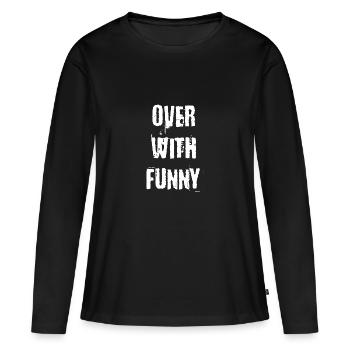 FINAL AVEC DRÔLE: PLUS AVEC DRÔLE - T-shirt manches longues Premium bio Femme - noir - Devant - Julia (174cm)