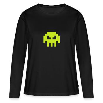 Envahisseur extraterrestre de Sapce (crâne, plaine) - T-shirt manches longues Premium bio Femme - noir - Devant - Julia (174cm)