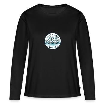 Inner Harmony Lotus - Eau sereine et design de fleurs - T-shirt manches longues Premium bio Femme - noir - Devant - Julia (174cm)