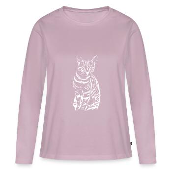 Cat ,Kitten white - Women's Premium Organic Long Sleeve Shirt - dusky pink - Front - Julia (174cm)