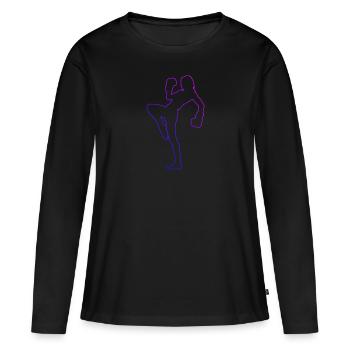 Boxe Kickbox Kickboxing Kickboxer Kickboxen - T-shirt manches longues Premium bio Femme - noir - Devant - Julia (174cm)