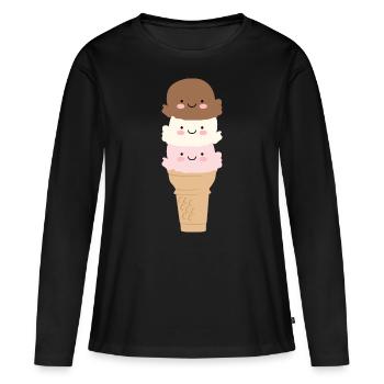 Crème glacée - T-shirt manches longues Premium bio Femme - noir - Devant - Julia (174cm)