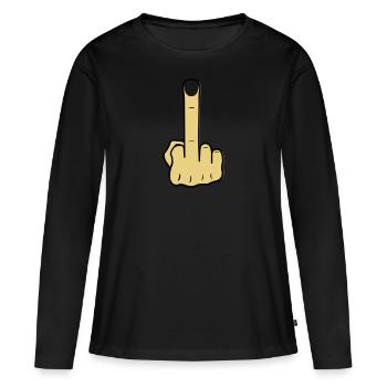doigt du milieu long 02 - T-shirt manches longues Premium bio Femme - noir - Devant - Julia (174cm)