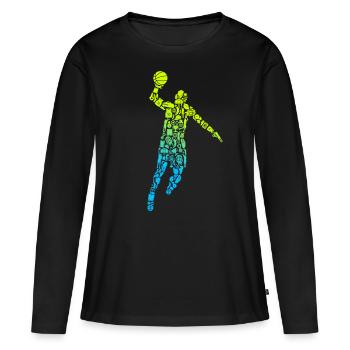 Basketball Symbols Boys Basketball - Women's Premium Organic Long Sleeve Shirt - black - Front - Julia (174cm)