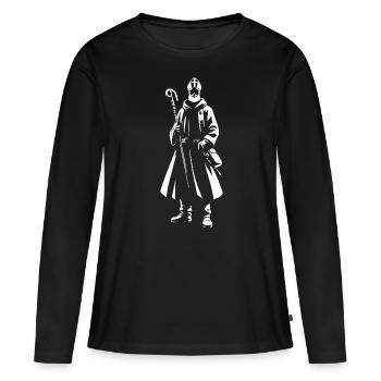 Nicolas de Myre – Le saint de la charité - T-shirt manches longues Premium bio Femme - noir - Devant - Julia (174cm)