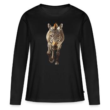 Zebra - Frauen Premium Bio Langarmshirt - Schwarz - Vorne - Julia (174cm)