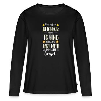 Célébration de l’amitié du voisin - T-shirt manches longues Premium bio Femme - noir - Devant - Julia (174cm)