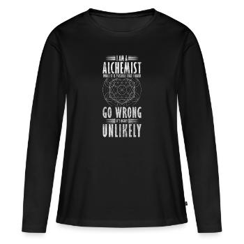 Alchemie Zauber Forschung - Frauen Premium Bio Langarmshirt - Schwarz - Vorne - Julia (174cm)