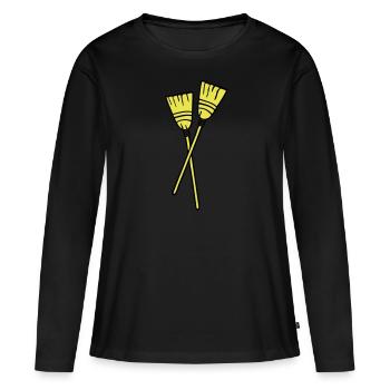 balais double1 - T-shirt manches longues Premium bio Femme - noir - Devant - Julia (174cm)
