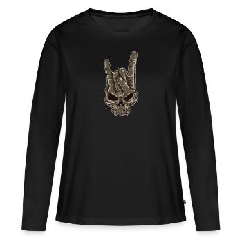 Cornes de diable | Heavy Metal Hand Gesture Musique - T-shirt manches longues Premium bio Femme - noir - Devant - Julia (174cm)