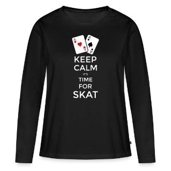 Keep Calm its Time for Skat - Women's Premium Organic Long Sleeve Shirt - black - Front - Julia (174cm)