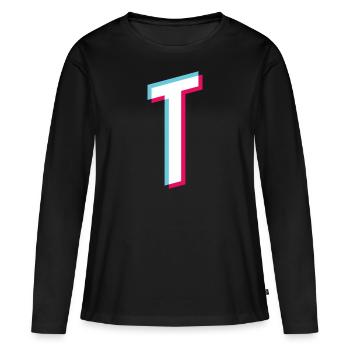 T - letter T - Women's Premium Organic Long Sleeve Shirt - black - Front - Julia (174cm)