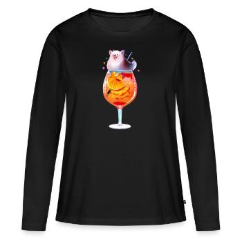 Cocktail + Spitz - T-shirt manches longues Premium bio Femme - noir - Devant - Julia (174cm)