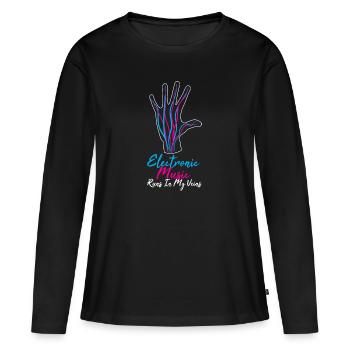 Musique électronique - T-shirt manches longues Premium bio Femme - noir - Devant - Julia (174cm)