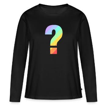 Point d'interrogation arc-en-ciel - T-shirt manches longues Premium bio Femme - noir - Devant - Julia (174cm)
