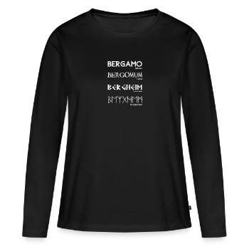 Bergame en langues - T-shirt manches longues Premium bio Femme - noir - Devant - Julia (174cm)
