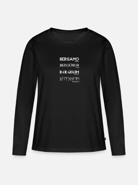 Bergamo in Sprachen - Frauen Premium Bio Langarmshirt - Schwarz