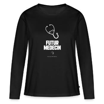 Futur médecin - T-shirt manches longues Premium bio Femme - noir - Devant - Julia (174cm)