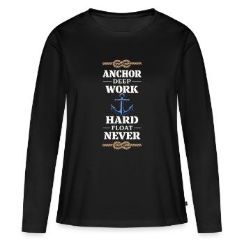 Cadeau de navigation pour le travail de matelot en mer - T-shirt manches longues Premium bio Femme - noir - Devant - Julia (174cm)
