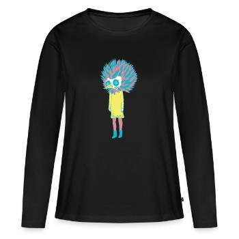 sloan bird girl - Frauen Premium Bio Langarmshirt - Schwarz - Vorne - Julia (174cm)