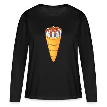 Crème glacée, crème glacée, crème glacée, crème glacée, boule, crème glacée, sundae - T-shirt manches longues Premium bio Femme - noir - Devant - Julia (174cm)