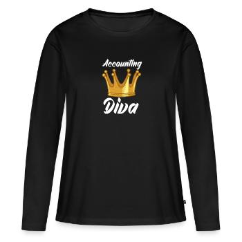 Accounting Diva - Frauen Premium Bio Langarmshirt - Schwarz - Vorne - Julia (174cm)