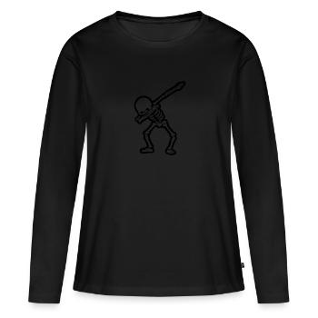 tamponner le crâne - T-shirt manches longues Premium bio Femme - noir - Devant - Julia (174cm)