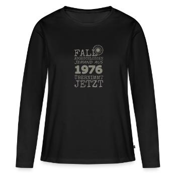 1976 1976 - T-shirt manches longues Premium bio Femme - noir - Devant - Julia (174cm)